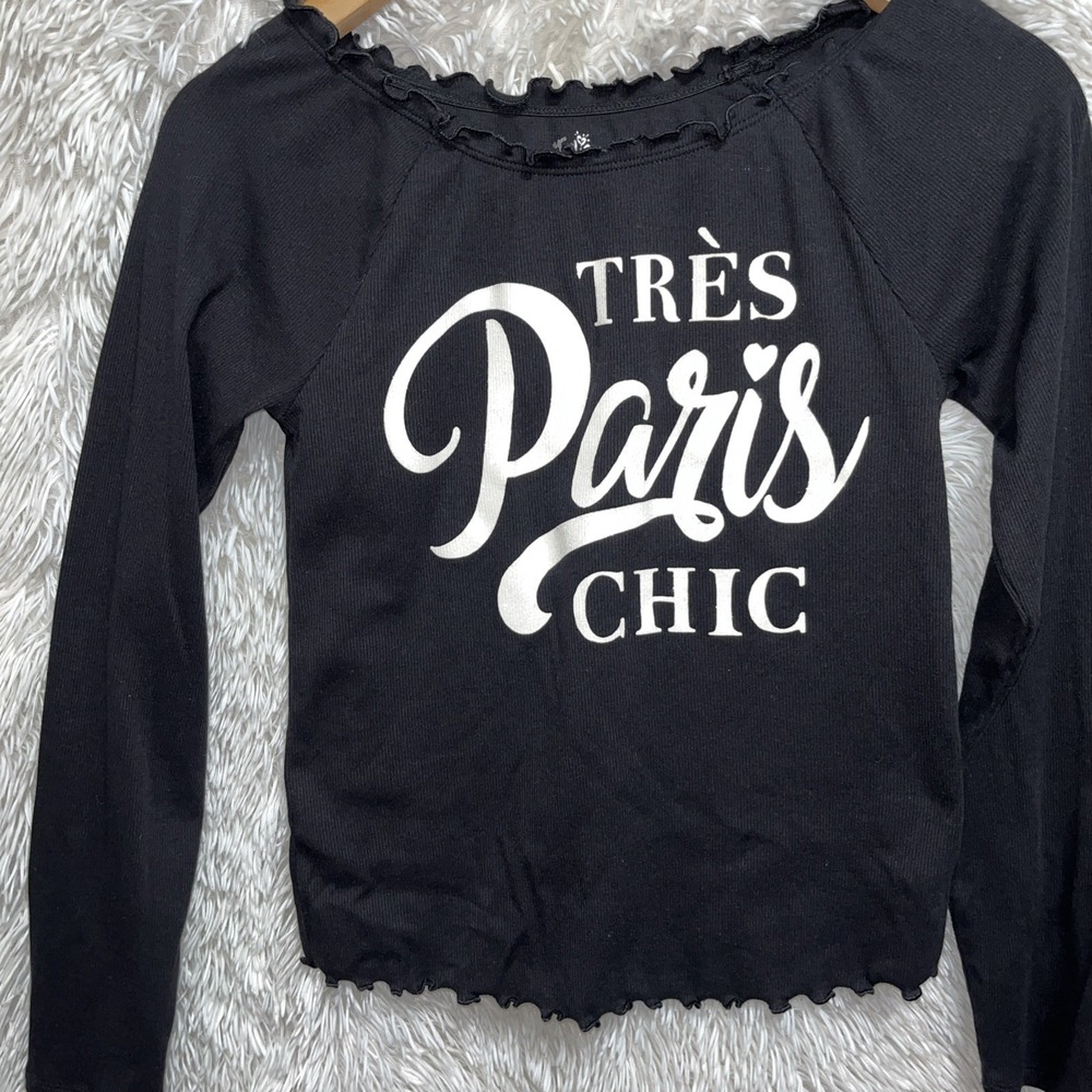Girls Top‎ Youth Size 18/20 Black Long Sleeve Pullover